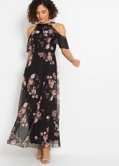 Robe longue en mesh imprimée, bonprix