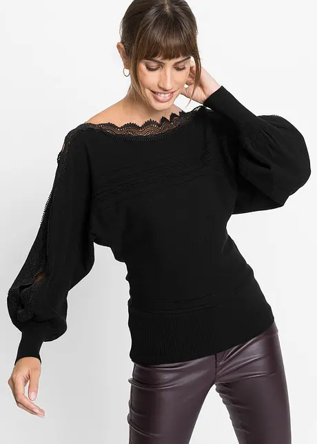 Pull avec dentelle, bonprix