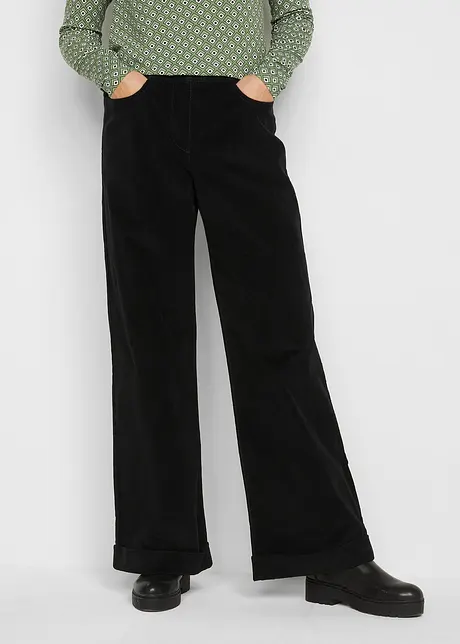 Weite Stretch-Cordhose, High-Waist, bonprix