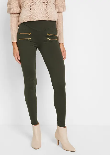 Legging avec taille confortable et zips décoratifs, bonprix
