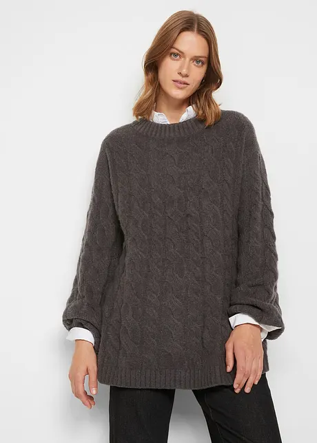 Oversize-Pullover mit Zopfmuster, bonprix