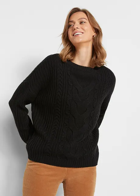 Pull en maille torsadée, bonprix