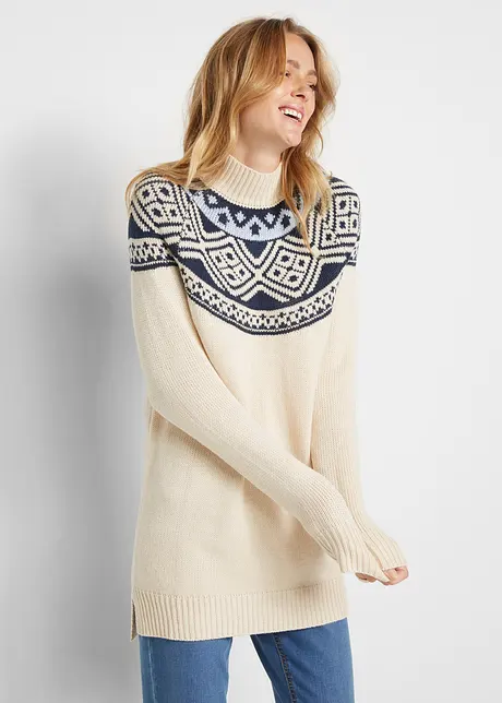 Pull norvégien avec fentes latérales, bonprix
