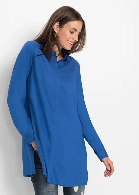 Longbluse mit Schlitz aus fließender Viskose, bonprix