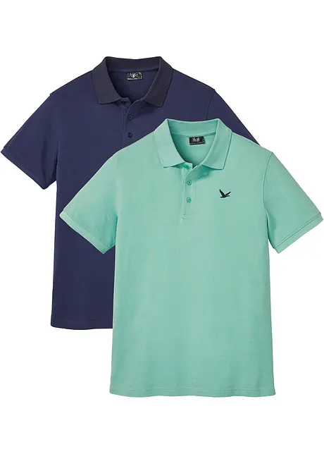 Poloshirt (2er Pack) aus reiner Bio-Baumwolle, bonprix