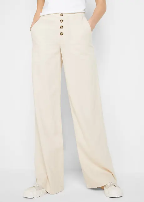 Pantalon palazzo en lin mélangé, long, bonprix