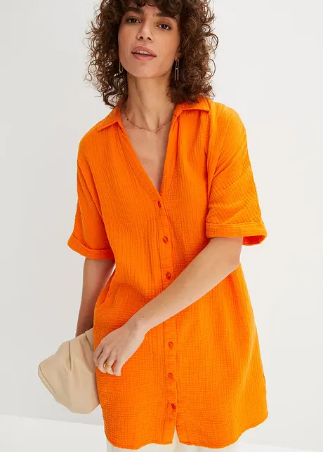 Chemisier long oversize en gaze de coton, bonprix