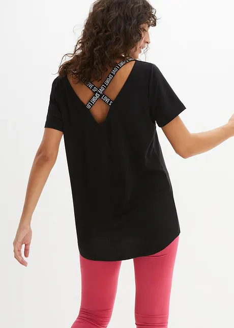 T-shirt long de sport avec décolleté dos, bonprix