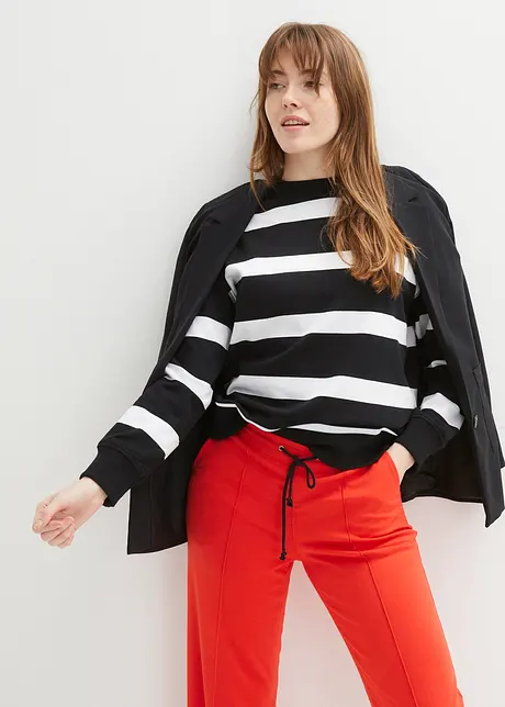 Gestreiftes Oversized-Sweatshirt mit recyceltem Polyester, bonprix