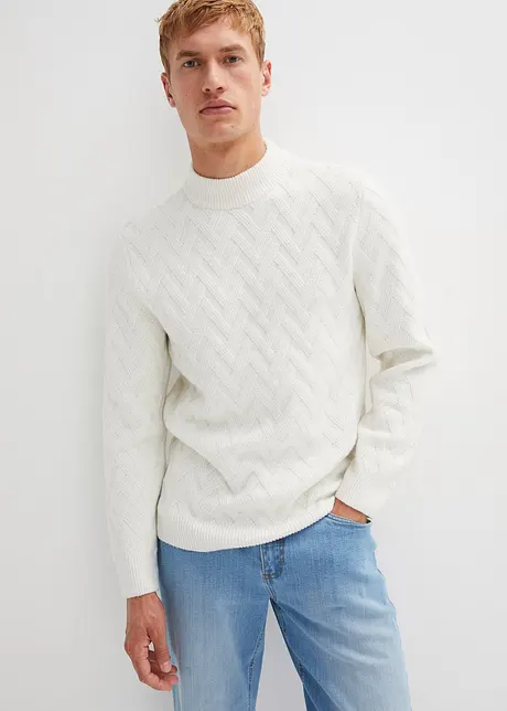 Stehkragenpullover mit Struktur, bpc bonprix collection