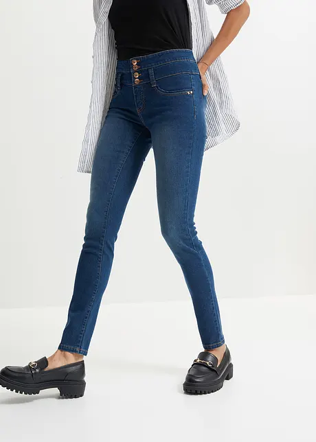 High Waist Skinny-Jeans mit langer Knopfleiste, bonprix