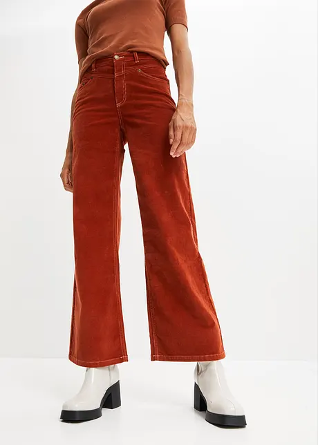 Pantalon en velours côtelé extensible, large, John Baner JEANSWEAR