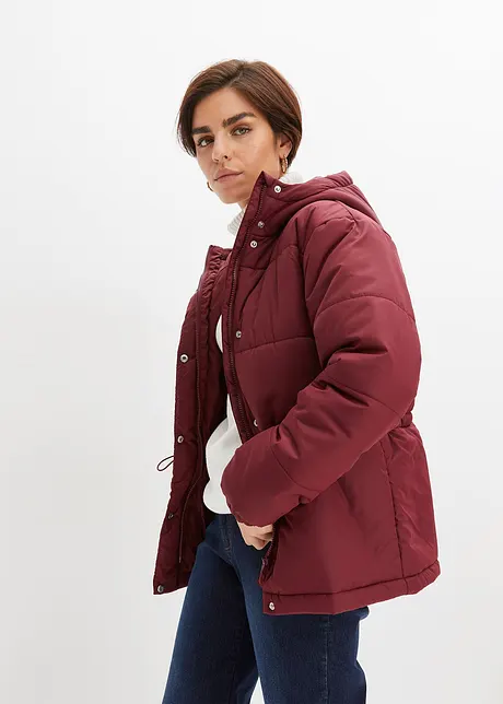 Verkürzte Steppjacke mit Kapuze und Taillenregulierung, bonprix