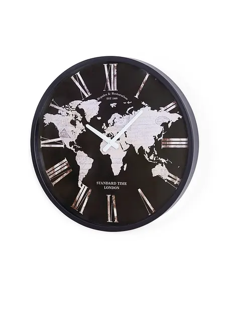 Wanduhr mit Weltkarten-Motiv, bpc living bonprix collection