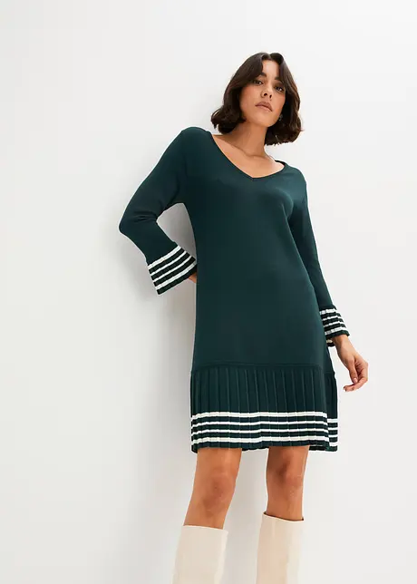 Strickkleid mit plissiertem Rock, bonprix