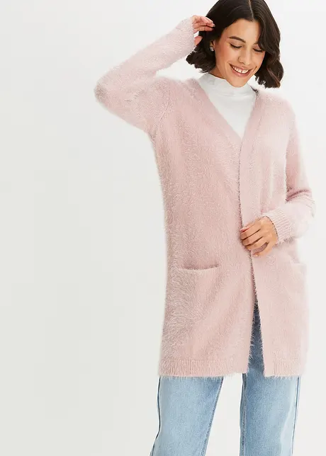 Longstrickjacke in Flauschoptik, bonprix