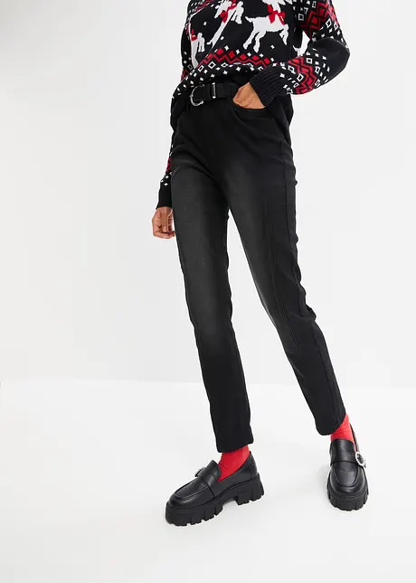 Verkürzte Thermojeans mit geradem Bein und High-Waist-Bequembund, knöchellang, bpc bonprix collection
