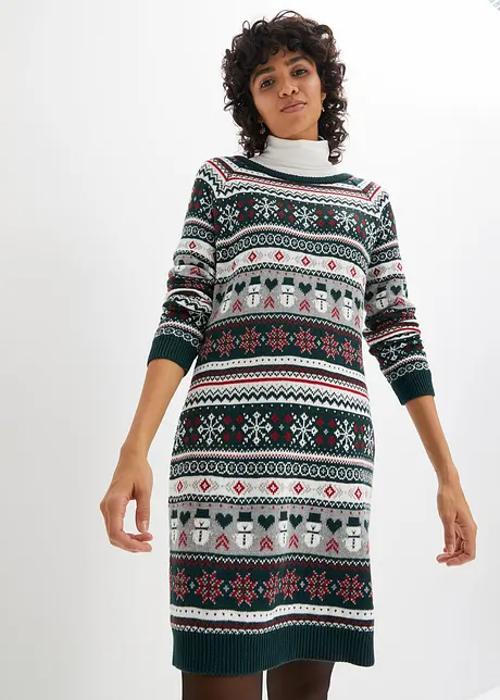 Strickkleid mit weihnachtlichem Muster, bonprix