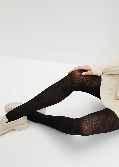 Strumpfhose 50den mit  Strickmuster mit recyceltem Polyamid, bpc bonprix collection