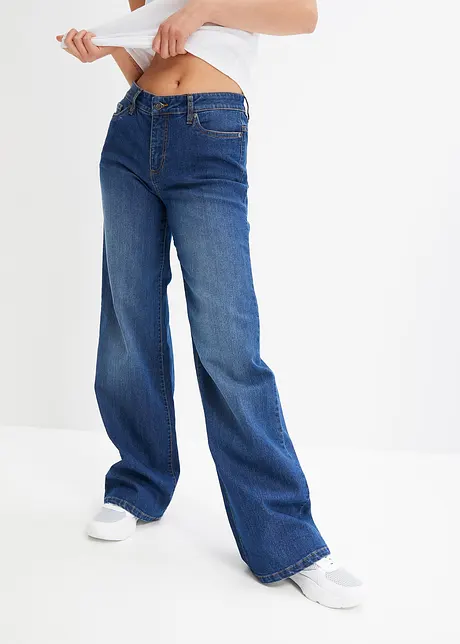 Wide-Leg-Jeans, Mid Waist, Stretch, bonprix