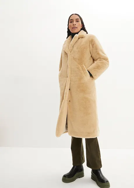 Oversize Fellimitat-Mantel mit Reverskragen, bpc bonprix collection