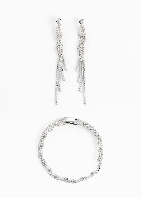 Bracelet, boucles d'oreilles (Ens. 3 pces.), bpc bonprix collection