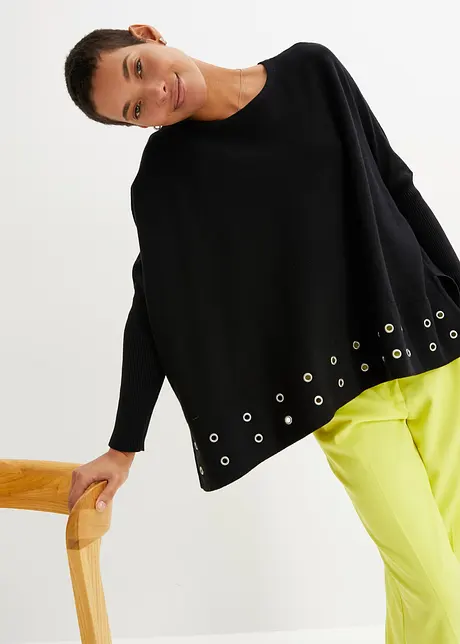 Pull poncho à œillets, bonprix