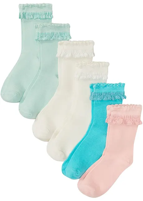 Halbsocken mit Rüschchen mit Bio-Baumwolle (6er Pack), bpc bonprix collection