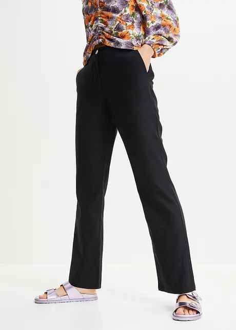 High-Waist-Leinenhose und Elastikeinsatz, bonprix