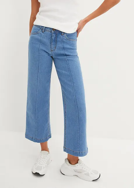 Wide Leg Jeans Mid Waist, cropped, bonprix