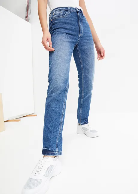 Jean droit taille haute, peu stretch, bonprix