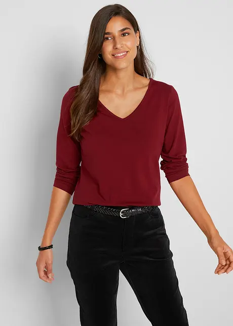 Lot de 2 T-shirts manches longues près du corps, bonprix