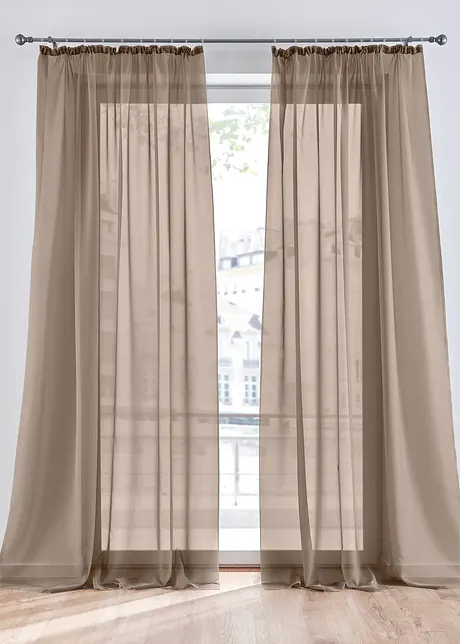 Lot de 2 voilages unis, bonprix