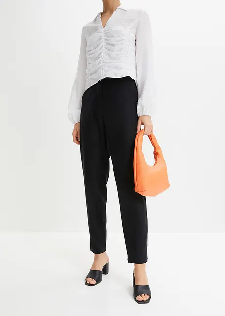 Verkürzte High-Waist-Hose aus Leinen-Viskose-Mix, bonprix