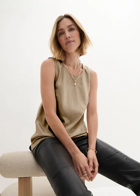 Top en satin avec bordures à franges, bonprix