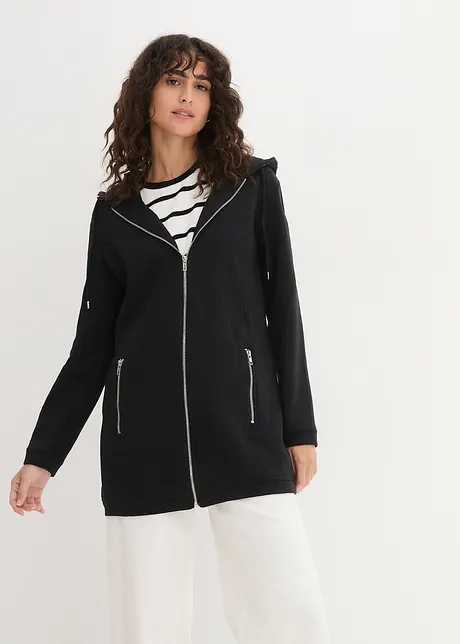 Long-Sweatjacke mit Reißverschlusstaschen, bonprix