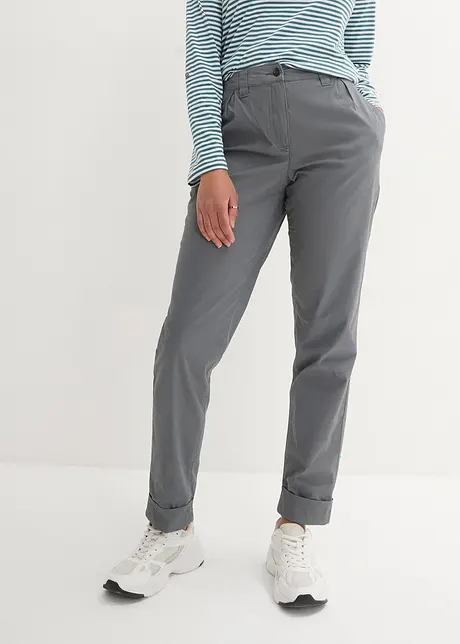 Stretch-Chino mit Bequembund und gekrempeltem Saum, bonprix