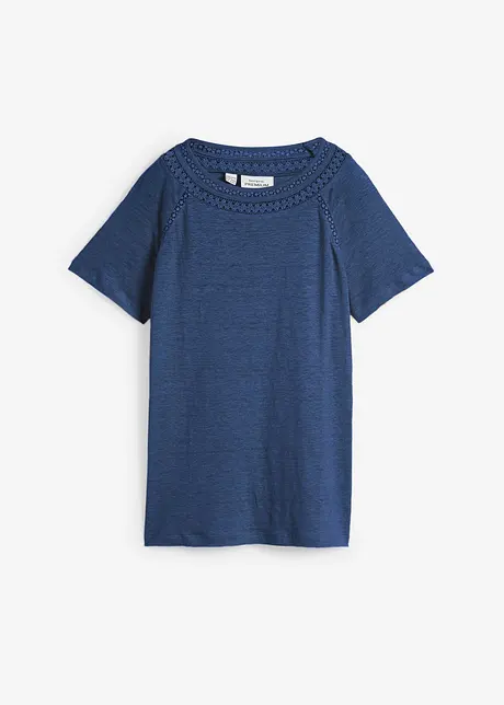 T-shirt 100 % lin avec dentelle, bonprix