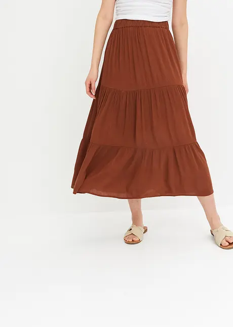 Jupe midi en viscose, effet froissé, bonprix