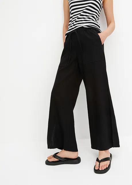 Pantalon large en lin mélangé, bonprix