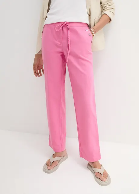 Pantalon en lin majoritaire avec taille élastique, Flare, bpc bonprix collection