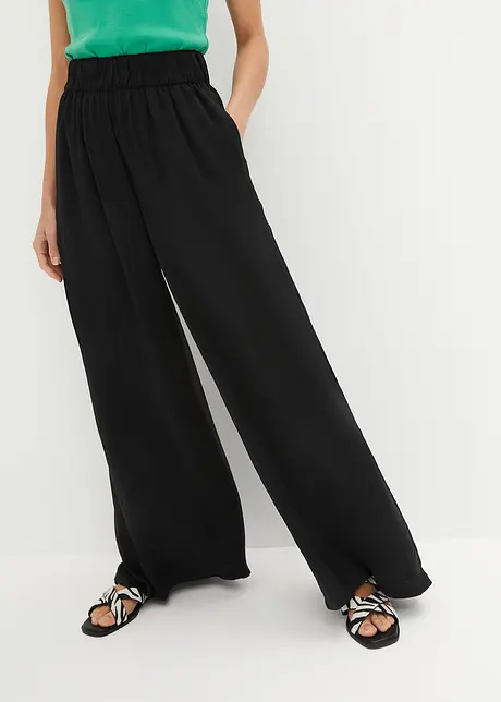 Leichte, fließende Palazzo-Hose mit High-Waist-Bequembund, lang, bonprix