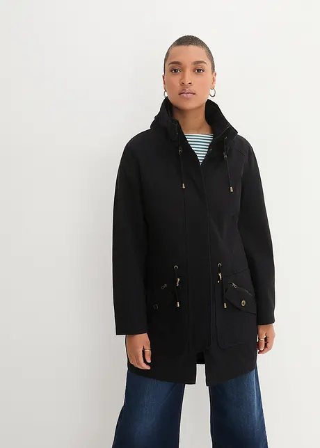 Baumwoll-Kurzparka mit Stehkragen, talliert, bonprix