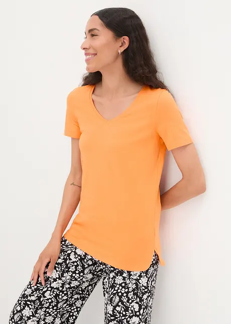 T-Shirt mit tiefem V-Ausschnitt mit Bio-Baumwolle, bonprix