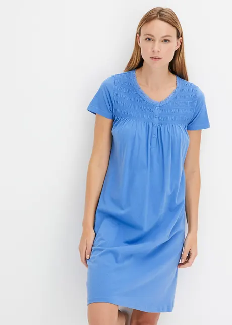 Chemise de nuit à détail smock et patte de boutonnage, bonprix