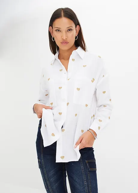 Musselin-Bluse mit Stickerei, bonprix