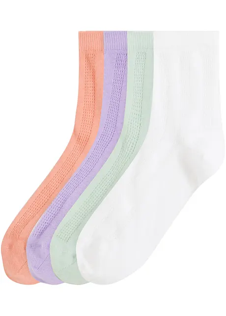 Pointelle Halbsocken​ mit Bio-Baumwolle (4er Pack), bpc bonprix collection