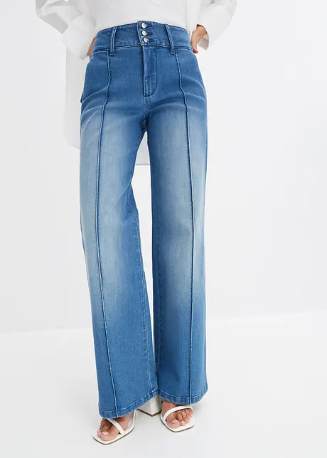 Pantalon Marlene, denim à boutons décoratifs, bonprix