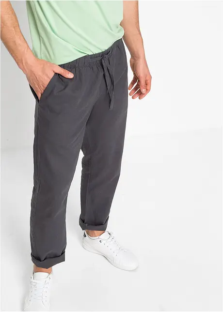 Regular Fit Schlupfhose mit Leinenanteil, Straight, bonprix