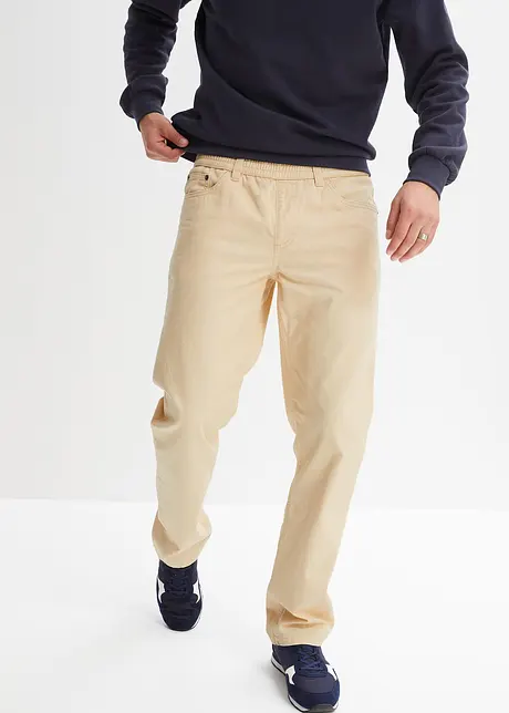 Pantalon droit taillé élastiquée 100% coton, Regular, bonprix